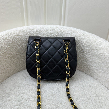 Chanel Vintage Small Quilted Crossbody Bag in Black Lambskin GHW