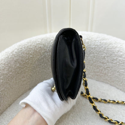 Chanel Vintage Small Quilted Crossbody Bag in Black Lambskin GHW