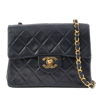 Chanel Around 1990 Made Classic Flap Chain Bag Mini Navy