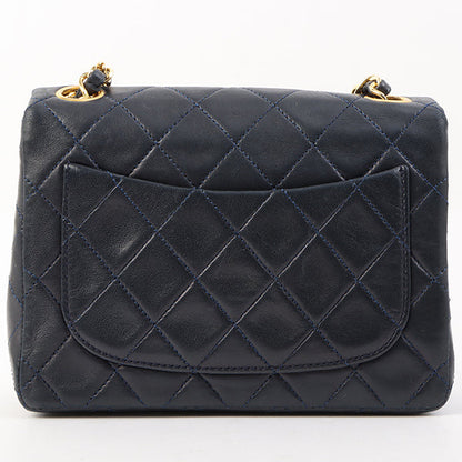 Chanel Around 1990 Made Classic Flap Chain Bag Mini Navy