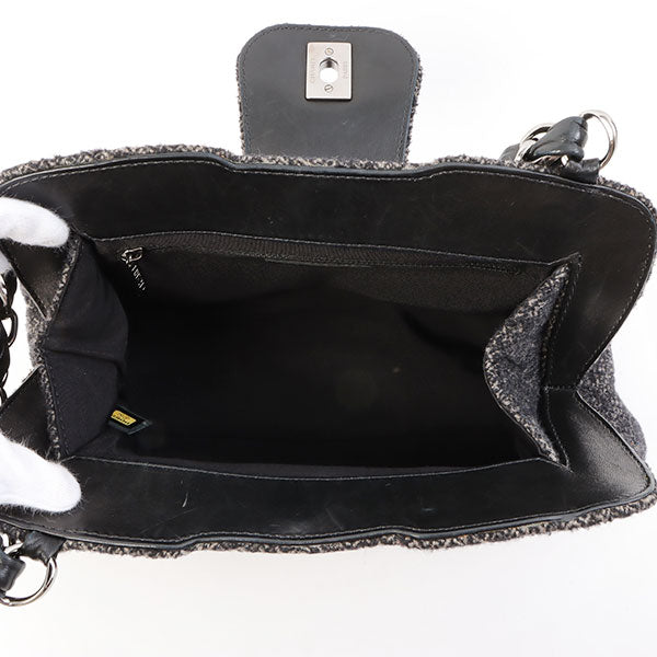 Chanel Around 2006 Made Tweed Cc Mark Plate Chain Shoulder Bag Black/Multi