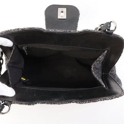 Chanel Around 2006 Made Tweed Cc Mark Plate Chain Shoulder Bag Black/Multi