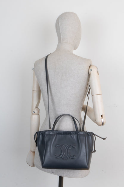 CELINE Drawstring Cabas Triomphe Bag Grey