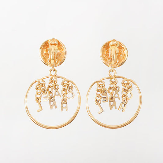 Chanel Logo Chain Design Swing Earrings