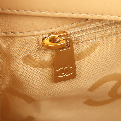 Chanel Around 2004 Made Big Cc Mark Stitch Handbag Beige