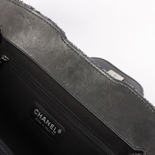 Chanel Around 2006 Made Tweed Cc Mark Plate Chain Shoulder Bag Black/Multi