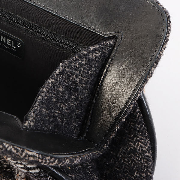 Chanel Around 2006 Made Tweed Cc Mark Plate Chain Shoulder Bag Black/Multi