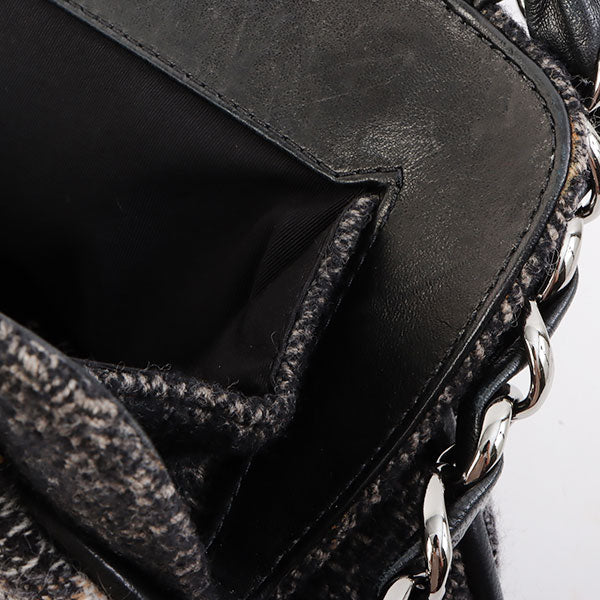 Chanel Around 2006 Made Tweed Cc Mark Plate Chain Shoulder Bag Black/Multi