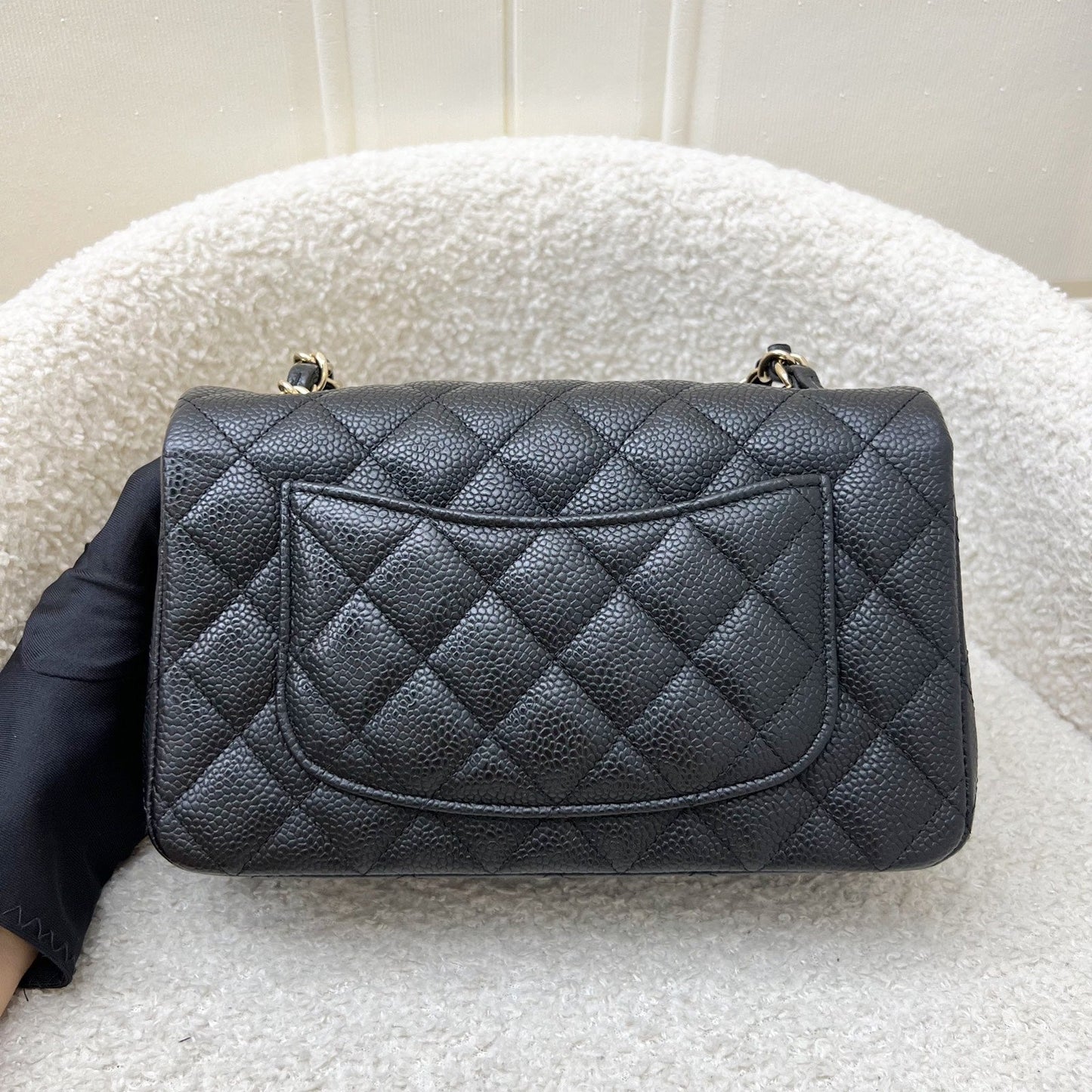 Chanel Classic Mini Rectangle Flap in Black Caviar and GHW