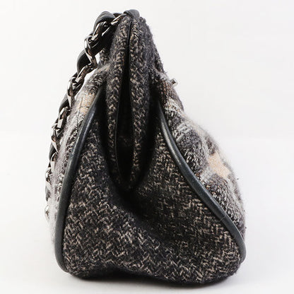 Chanel Around 2006 Made Tweed Cc Mark Plate Chain Shoulder Bag Black/Multi