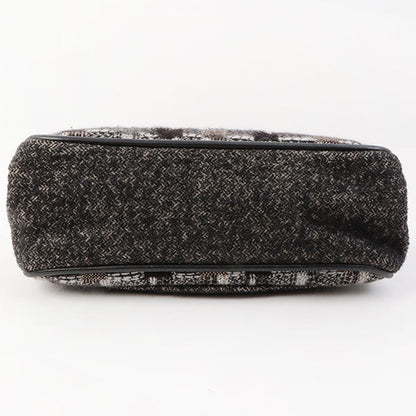 Chanel Around 2006 Made Tweed Cc Mark Plate Chain Shoulder Bag Black/Multi