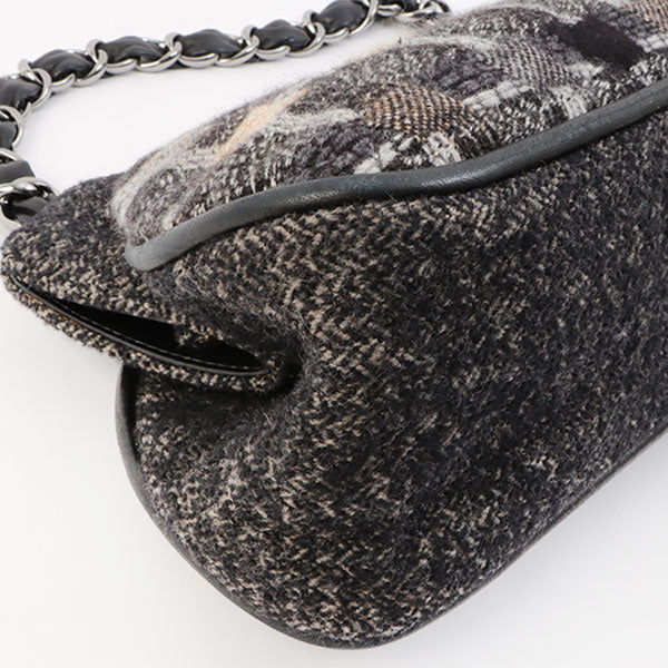 Chanel Around 2006 Made Tweed Cc Mark Plate Chain Shoulder Bag Black/Multi