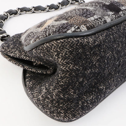 Chanel Around 2006 Made Tweed Cc Mark Plate Chain Shoulder Bag Black/Multi