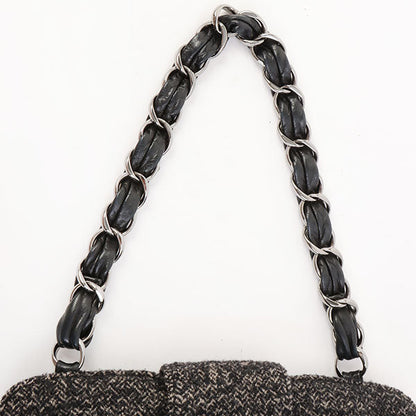 Chanel Around 2006 Made Tweed Cc Mark Plate Chain Shoulder Bag Black/Multi