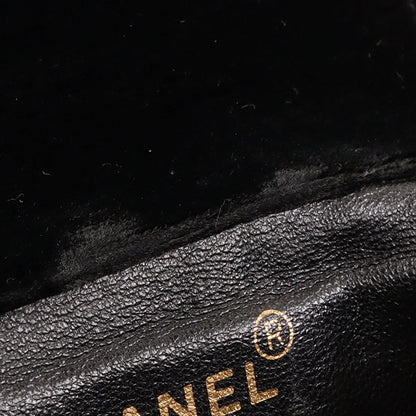 CHANEL Around 1995 Made Double Turn-Lock Velour Backpack Mini Black