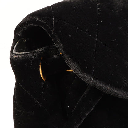 CHANEL Around 1995 Made Double Turn-Lock Velour Backpack Mini Black