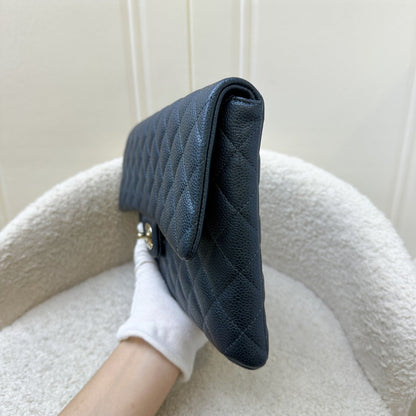 Chanel Timeless Clutch in Iridescent Blue Caviar and LGHW