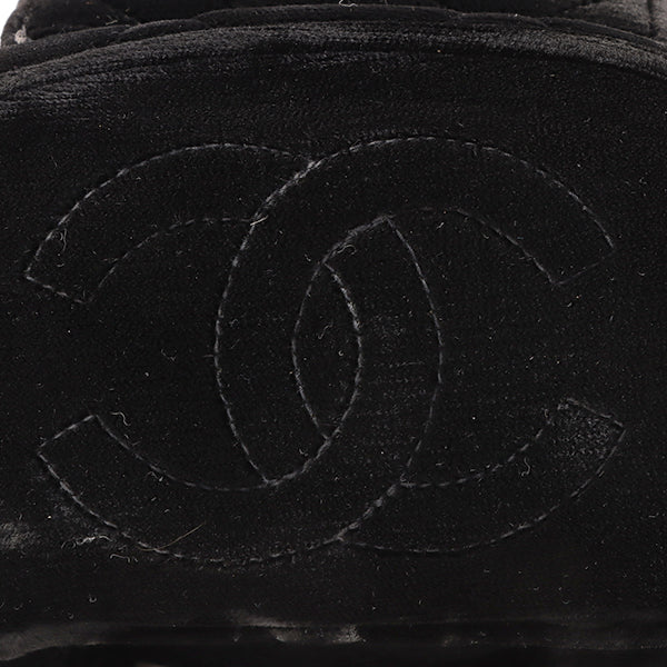 CHANEL Around 1995 Made Double Turn-Lock Velour Backpack Mini Black