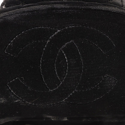 CHANEL Around 1995 Made Double Turn-Lock Velour Backpack Mini Black