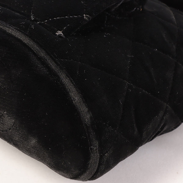 CHANEL Around 1995 Made Double Turn-Lock Velour Backpack Mini Black