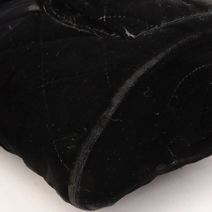 CHANEL Around 1995 Made Double Turn-Lock Velour Backpack Mini Black