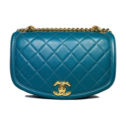Chanel Teal Curved Shoulder Bag