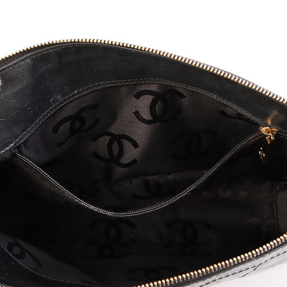 Chanel Around 2002 Made Chocobar Logo Embossed Chain Shoulder Bag Black