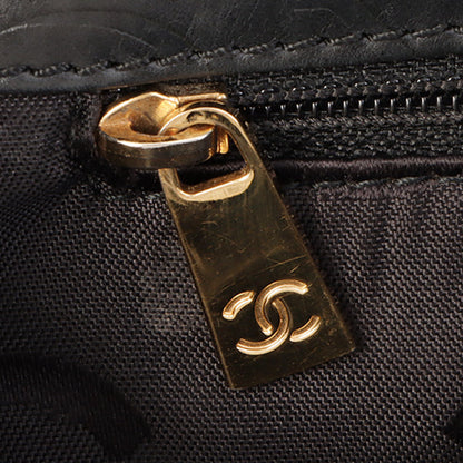 Chanel Around 2002 Made Chocobar Logo Embossed Chain Shoulder Bag Black
