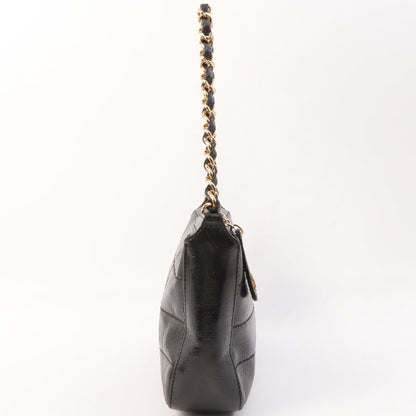 Chanel Around 2002 Made Chocobar Logo Embossed Chain Shoulder Bag Black