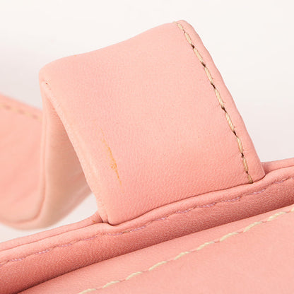 Chanel Around 2005 Made Cotton Leather Comby Logo Embossed Handle Bag Beige/Pink