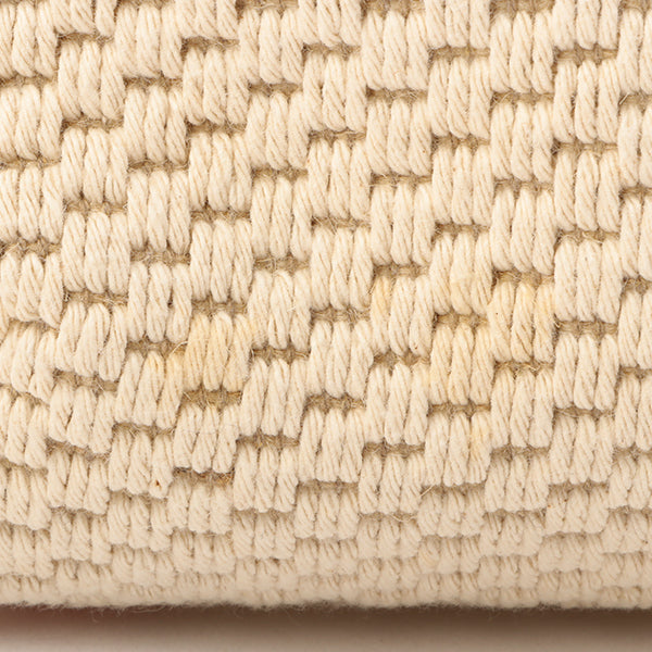 Chanel Around 2005 Made Cotton Leather Comby Logo Embossed Handle Bag Beige/Pink