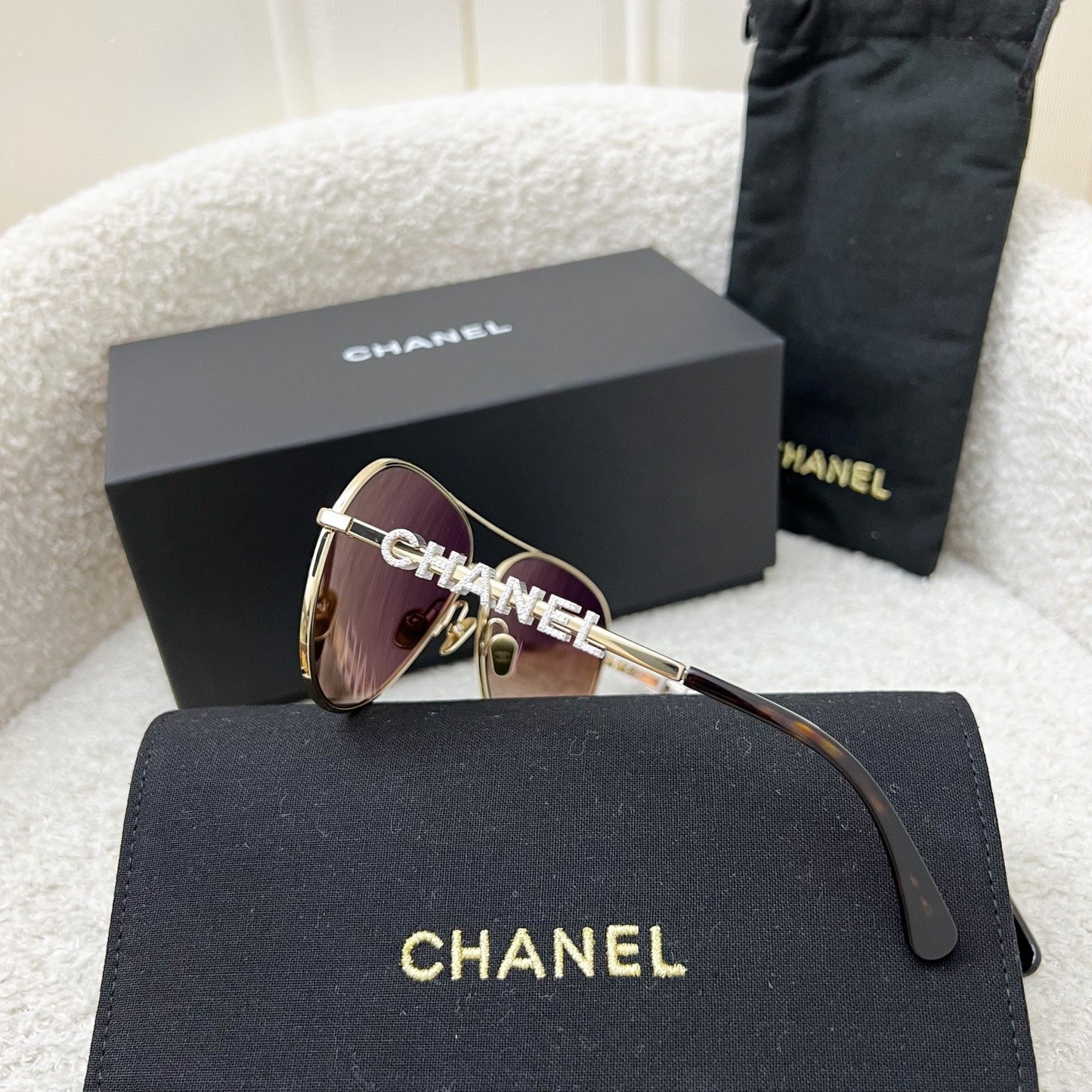 Chanel CHANEL Logo Aviator Sunglasses