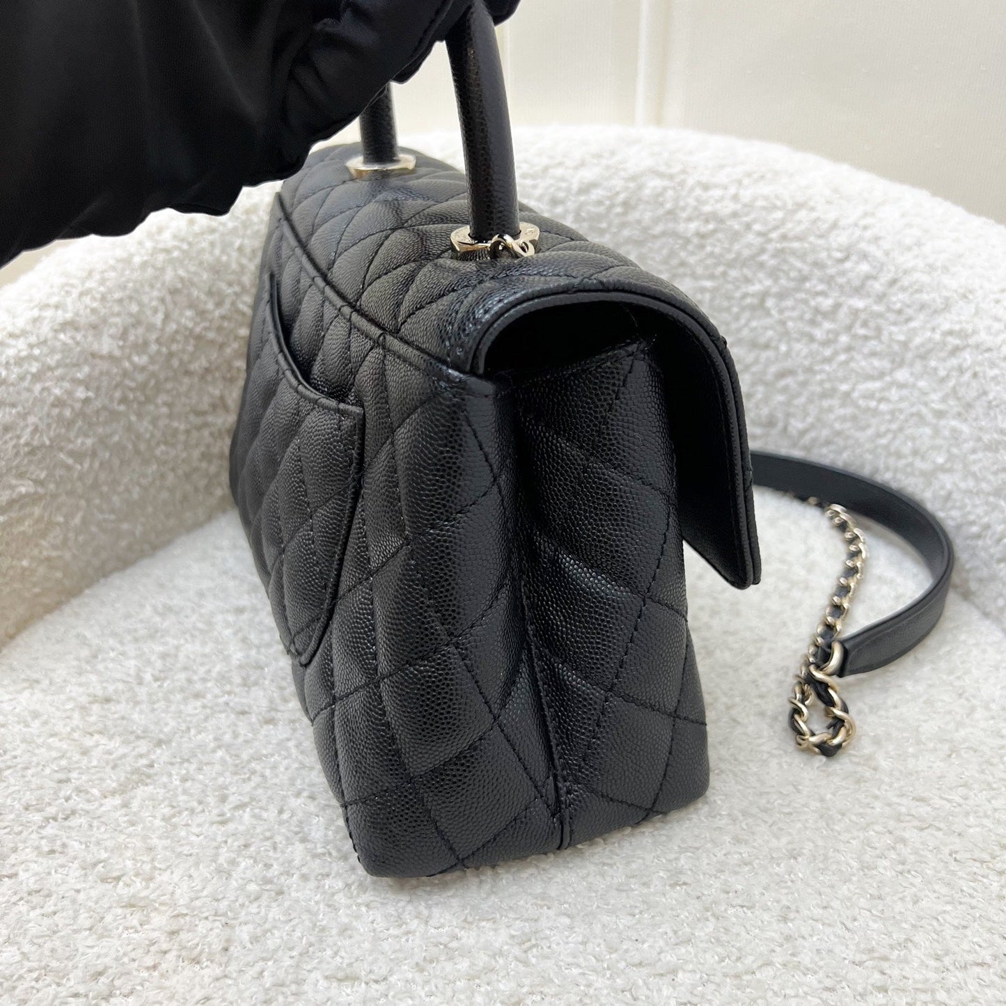 Chanel Small 24cm Coco Handle Flap in Black Caviar and LGHW (Model: A92990)