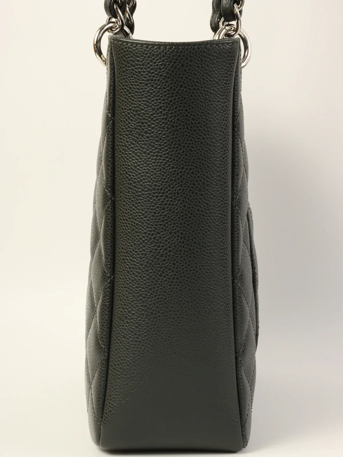 Chanel Around  Made Caviar Skin Cc Mark Stitch Chain Tote Bag Charcoal Grey