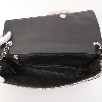 Chanel Around 2005 Made Tweed Cc Mark Plate Chain Shoulder Bag Black/Multi