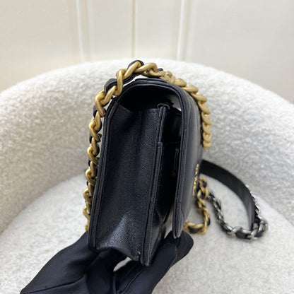 Chanel 19 Wallet on Chain WOC in Black Lambskin and 3-Tone HW (Model: AP0957)