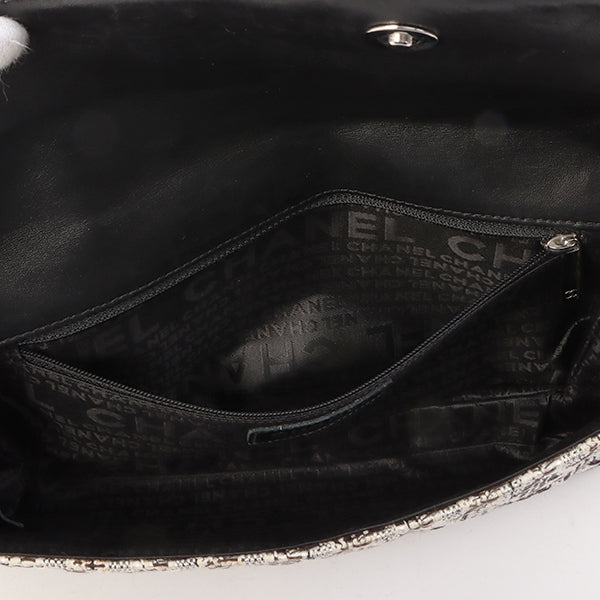 Chanel Around 2005 Made Tweed Cc Mark Plate Chain Shoulder Bag Black/Multi