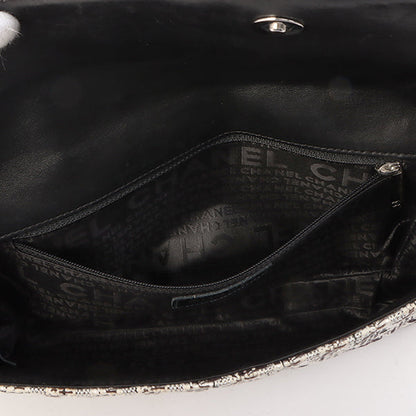 Chanel Around 2005 Made Tweed Cc Mark Plate Chain Shoulder Bag Black/Multi