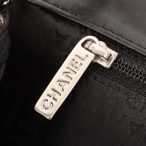 Chanel Around 2005 Made Tweed Cc Mark Plate Chain Shoulder Bag Black/Multi