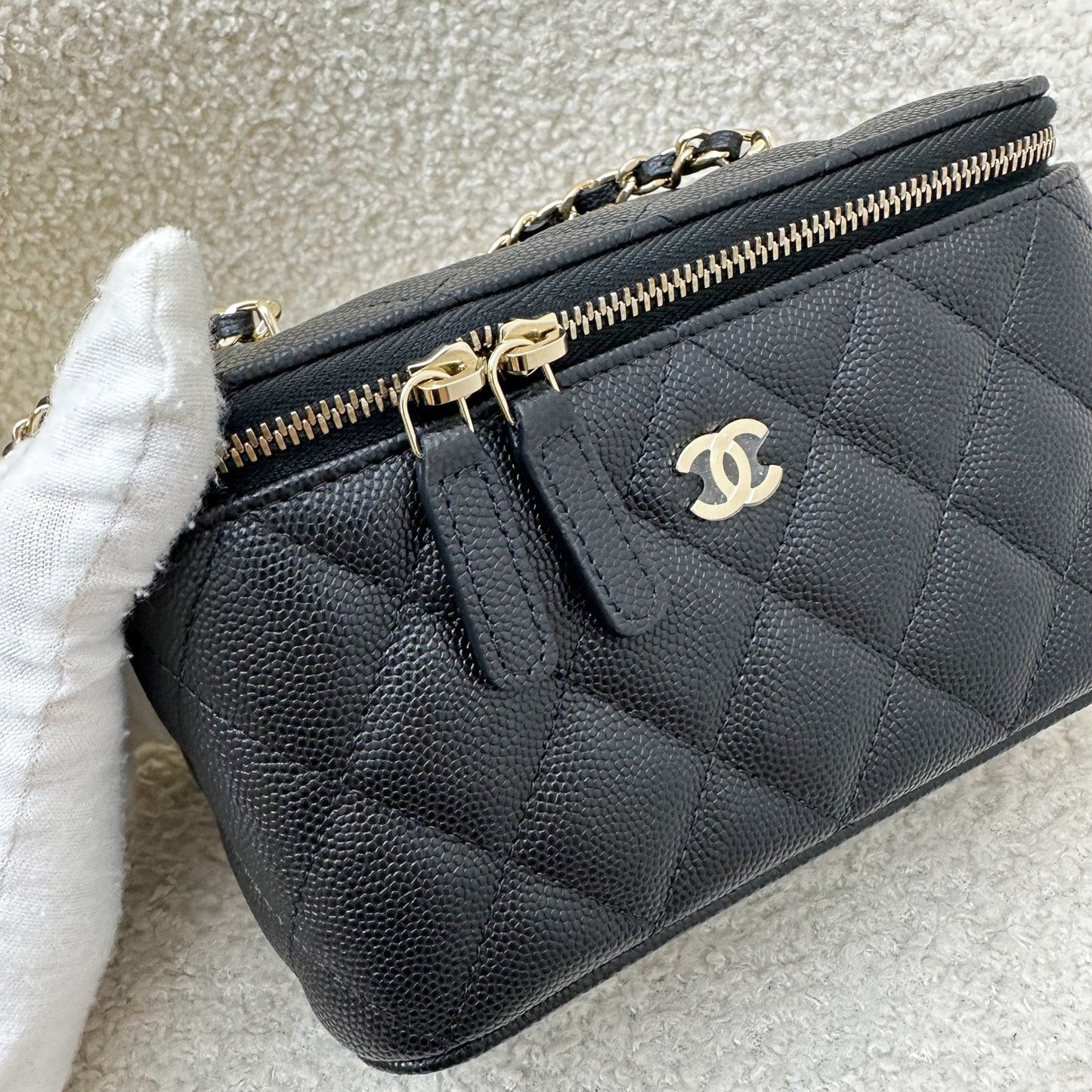 Chanel Classic Small Vanity in Black Caviar and LGHW (AP1341)