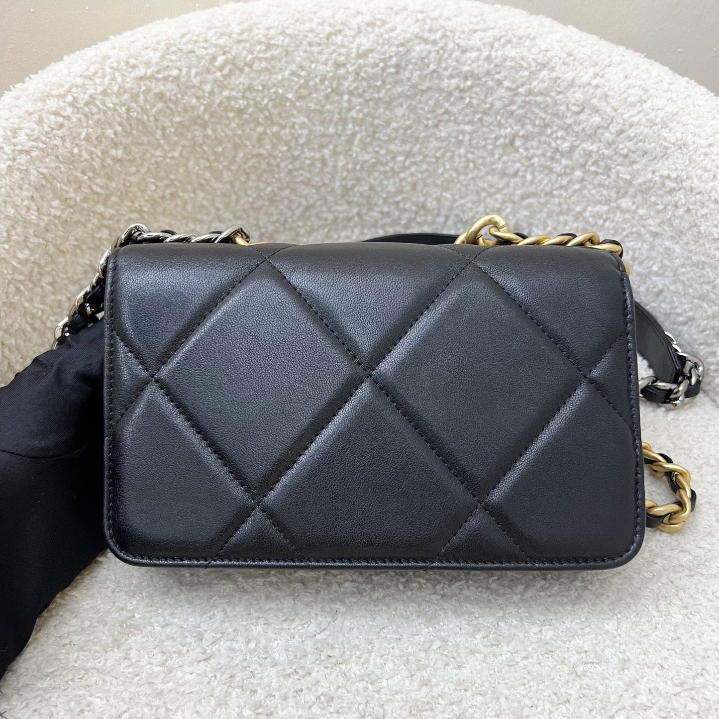 Chanel 19 Wallet on Chain WOC in Black Lambskin and 3-Tone HW (Model: AP0957)
