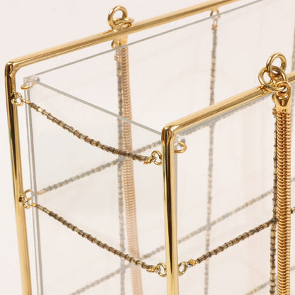 CHANEL Beads Chocolate Bar Logo Charm Chain Shoulder Bag Clear