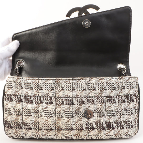 Chanel Around 2005 Made Tweed Cc Mark Plate Chain Shoulder Bag Black/Multi