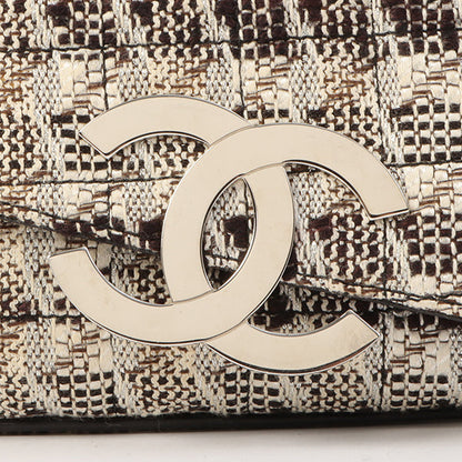 Chanel Around 2005 Made Tweed Cc Mark Plate Chain Shoulder Bag Black/Multi