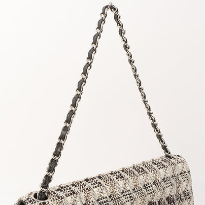 Chanel Around 2005 Made Tweed Cc Mark Plate Chain Shoulder Bag Black/Multi
