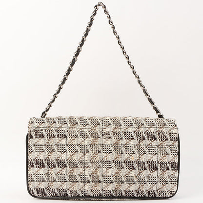 Chanel Around 2005 Made Tweed Cc Mark Plate Chain Shoulder Bag Black/Multi