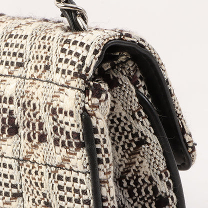 Chanel Around 2005 Made Tweed Cc Mark Plate Chain Shoulder Bag Black/Multi