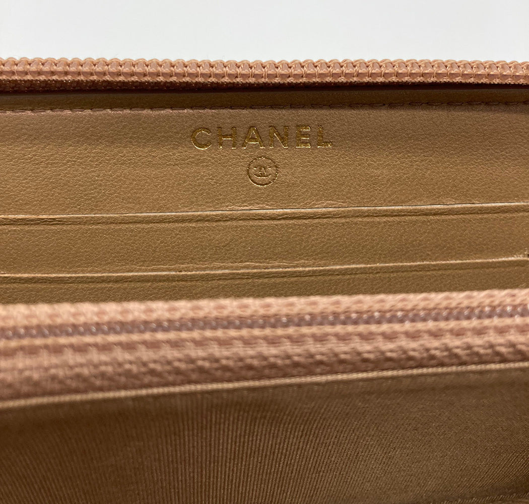 Chanel Rose Gold Patent Leather Le Boy Wallet