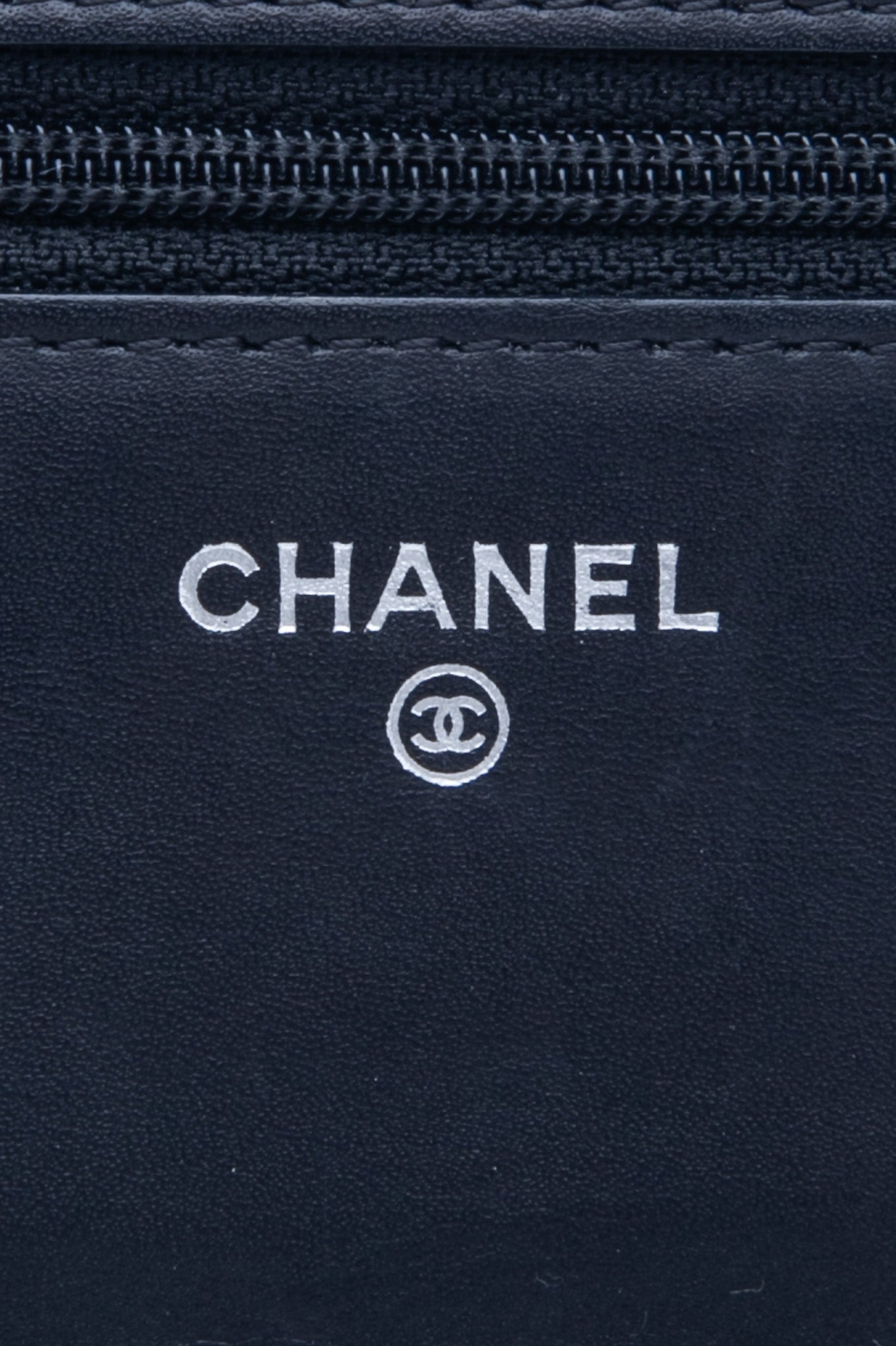 CHANEL Black Patent Leather Quilted Wallet On Chain WOC
