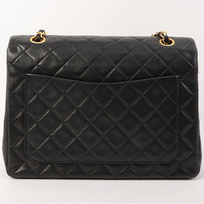 Chanel Around 1990 Made Classic Flap Turn-Lock Chain Bag Black